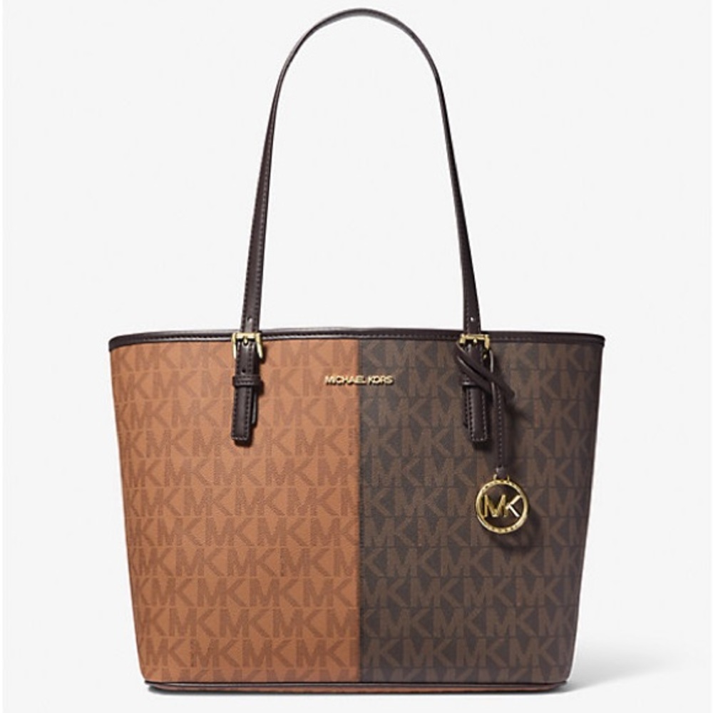Michael Kors Jet Set Medium Two-Tone Signature Logo Tote Bag